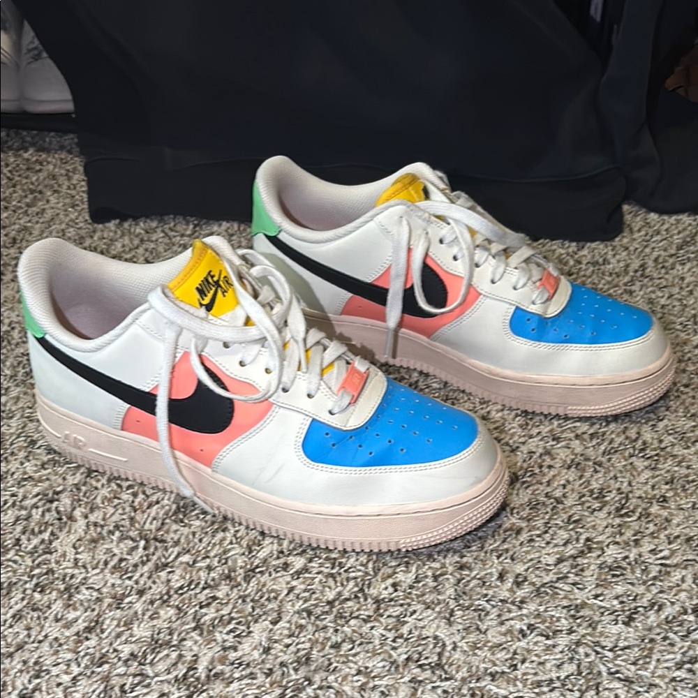 Nike White Sneakers with Blue and Pink Accents